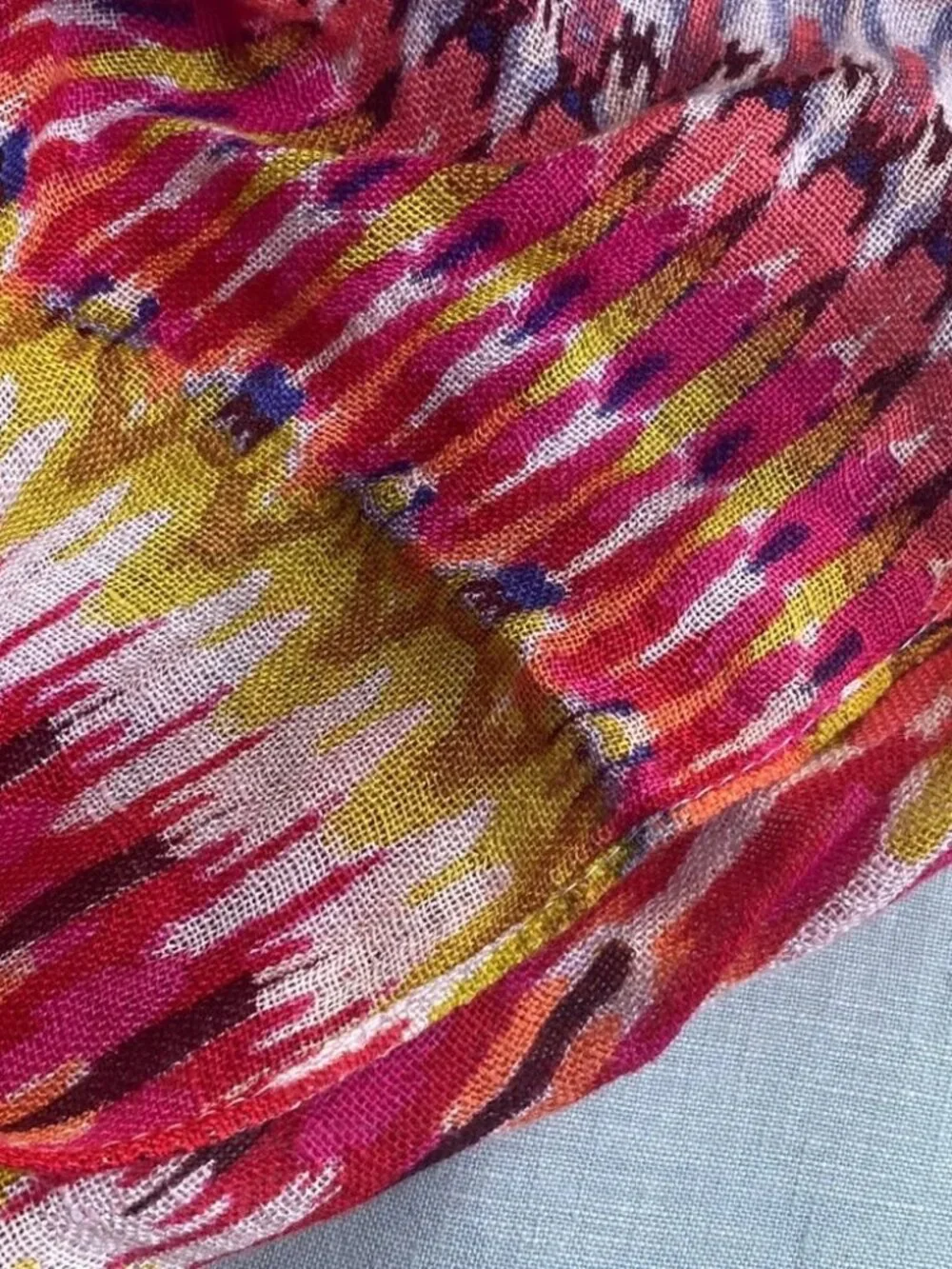 NWT Loft rayon linen blend woven oblong chevron stripes block print scarf